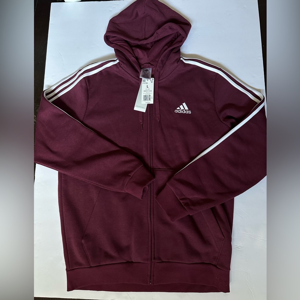 Adidas mens burgundy maroon zipup sweater